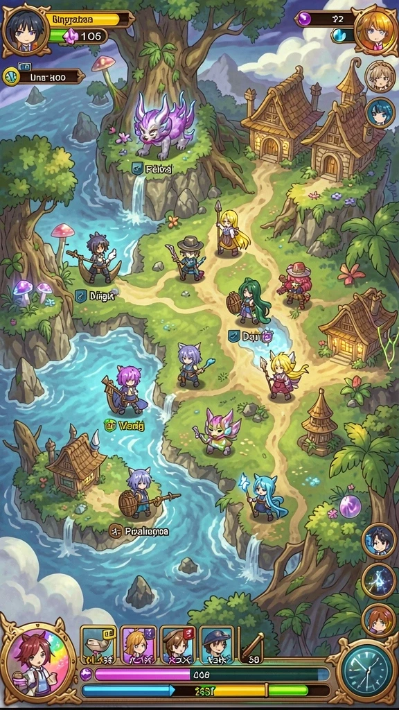 jktgame - Screenshot menampilkan karakter utama dengan latar belakang warna-warni.